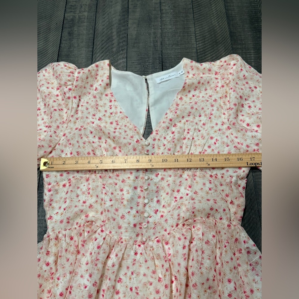 All in Favor Floral Puff Sleeve Mini Dress Cream Pink | Medium - Picture 8 of 10